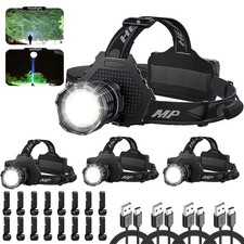 1-4PCS Rechargeable LED Headlamp 100000 Lumen, Super Bright Head Lamp Flashlight