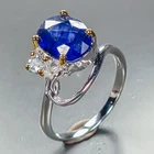 Women Handmade  Blue Sapphire Ring 925 Sterling Silver Size 7 /R468403