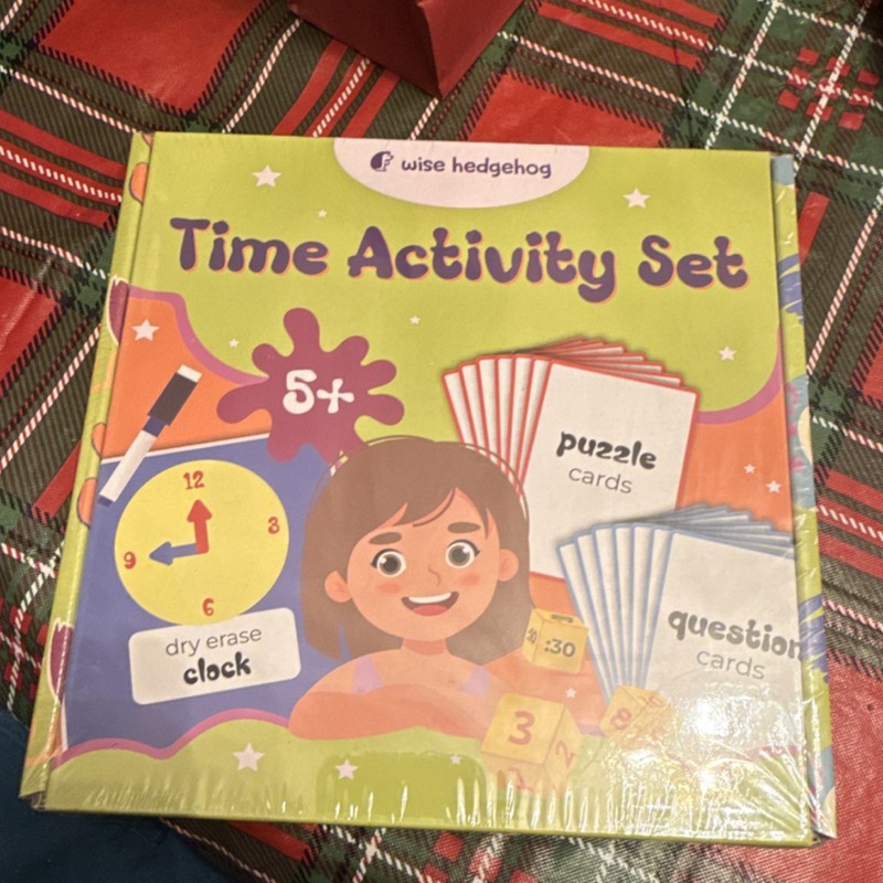 Wise Hedgehog Time Activity Set Dry Erase Clock Puzzle Cards Question Cards