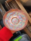 Flashy & Pretty Marigold Fenton Carnival Glass Lions Pattern Ice Cream Bowl