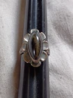 Vintage Mexican Moonglow Art Glass Sterling Silver Ring Size 7.5.