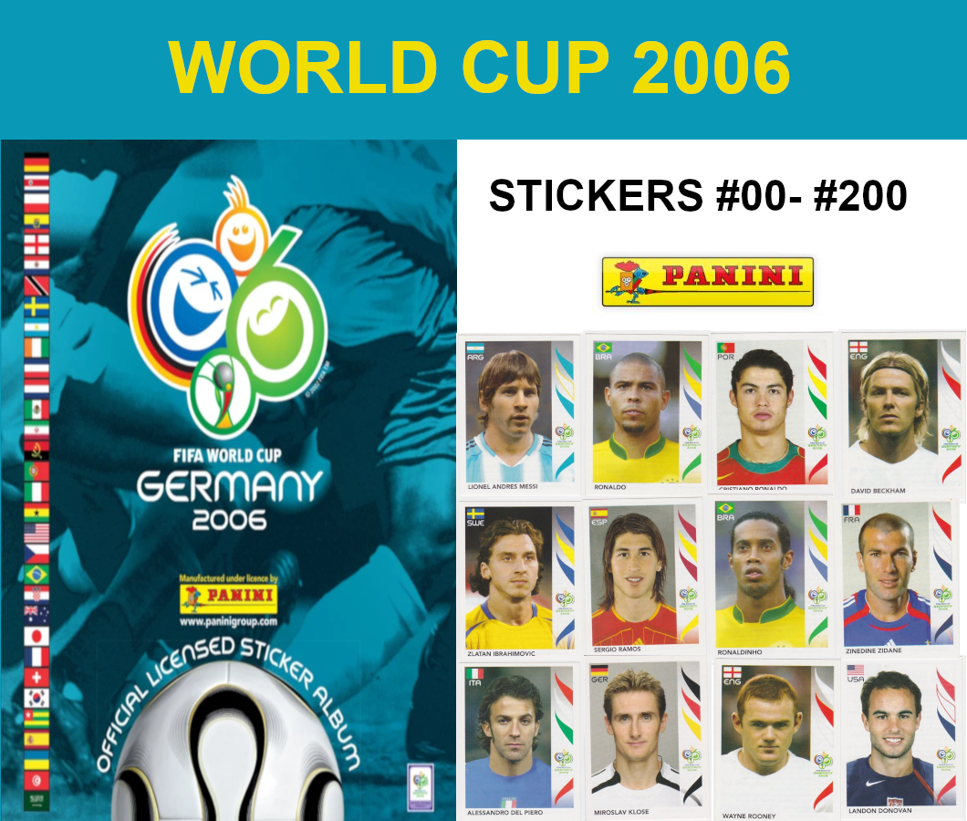 PANINI WORLD CUP 2006 STICKERS #00 - #200 | eBay