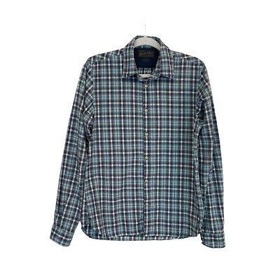 Scotch & Soda Shirt Mens S Blue Plaid Button Western Work Farm Life Rancher