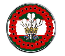 Royal Regiment of Wales Poppies wreath  domed lapel pin badge 25mm
