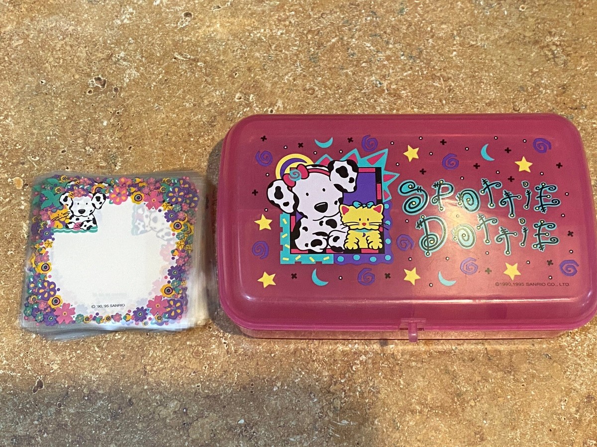 Vintage Sanrio 1990 Spottie Dottie Pencil Box Storage Case +