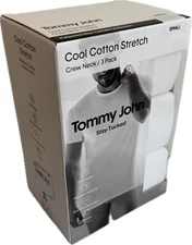 Tommy John 1003994N Crew Neck 3 Pk Cool Cotton Stretch White Shirt (New in Box)