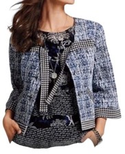 CAbi Reina 21 Club Crop Jacket Blazer Workwear CareerWear Houndstooth Size M