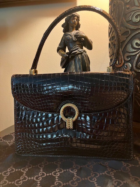 VINTAGE GUCCI CROCODILE TOP HANDLE BAG Circa 1950's | eBay