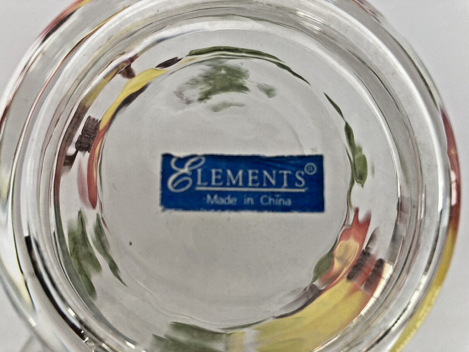 Set of 3 Elements Glass Hand Painted Fruit Candle Holders EUC