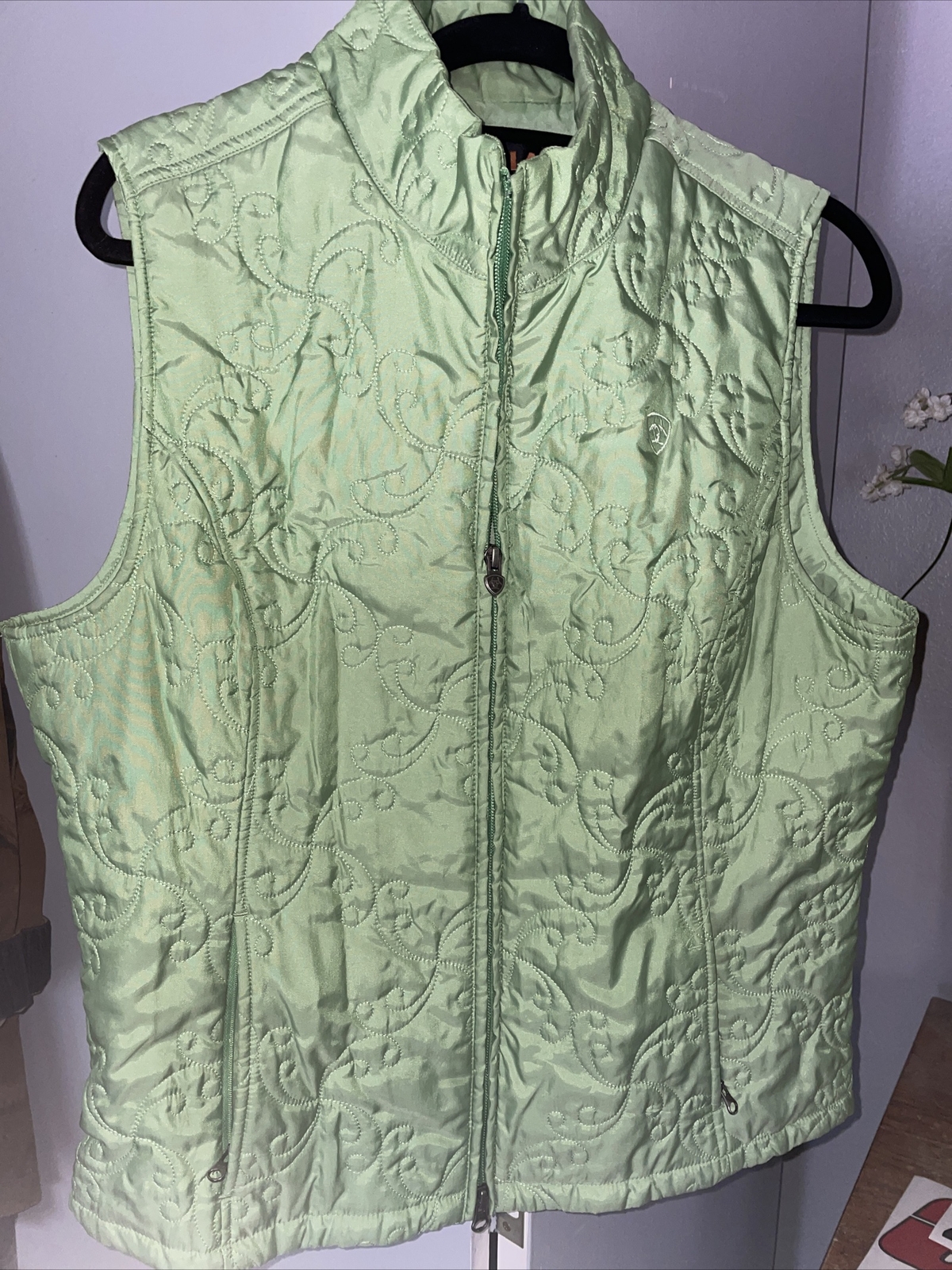 Womens Ariat Quilted Vest Size XL green western cowgirl eBay