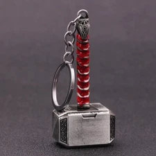 Marvel Avengers Thor Hammer Mjolnir Keychain Pewter Metal Keyring Cosplay 