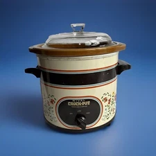 Crock Pot Slow Cooker 3.5 QT Rival Model 3150/2 Beige w/Flowers Vintage