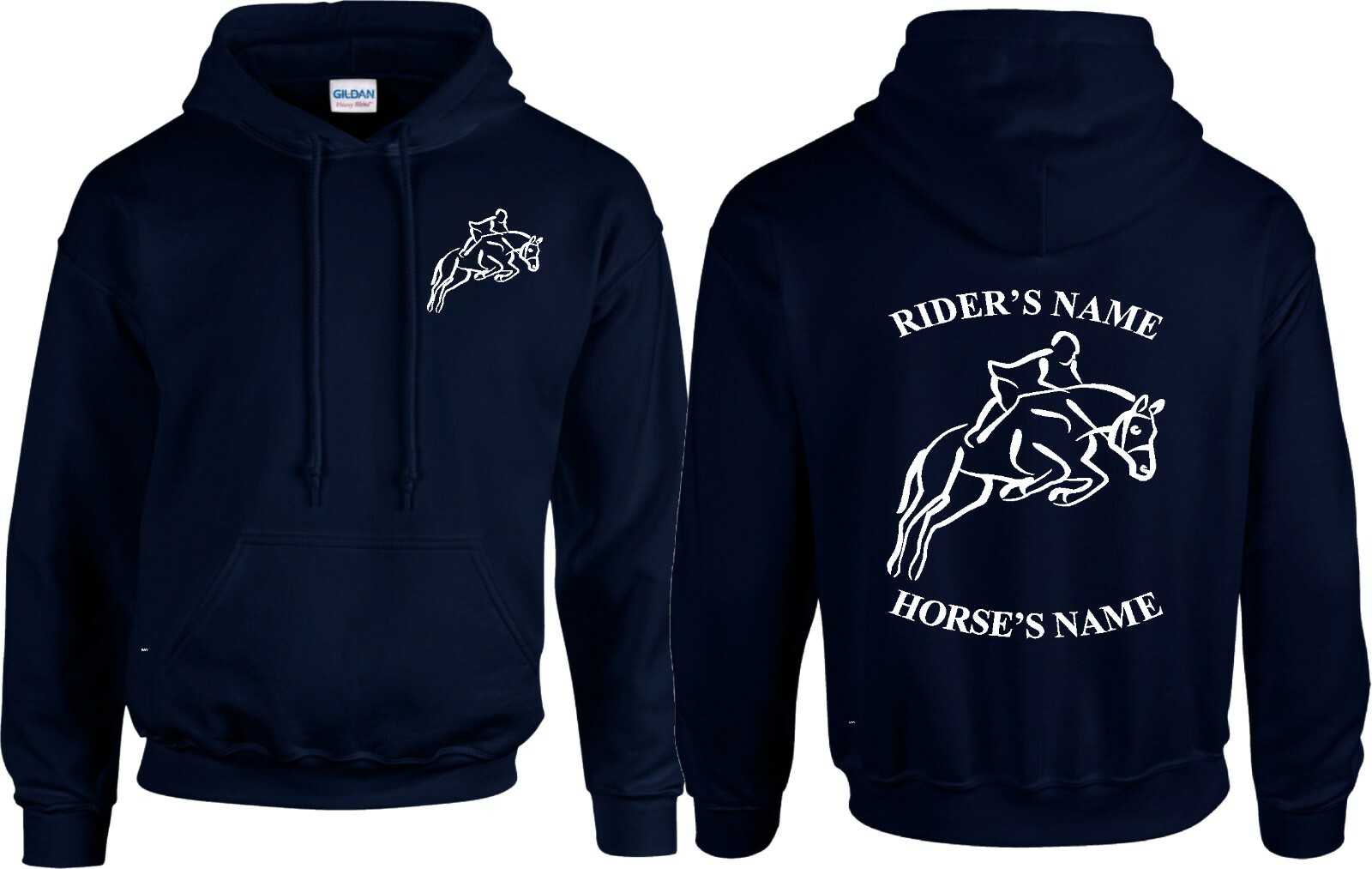 Felpa con cappuccio personalizzata cavaliere equitazione equino con pony Natale fantino regalo