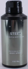 Bath and Body Works STEEL Deodorant Deodorizing Body Spray for Men 3.7 FL OZ