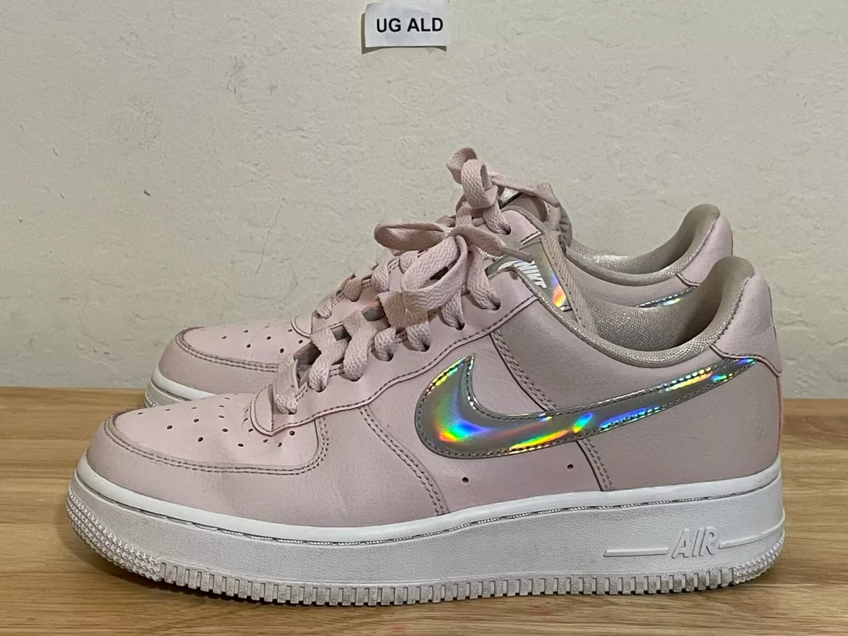 Nike Air Force 1 Low Pink/Metallic Silver Sneakers Size Women's 7.5 CJ1646  600