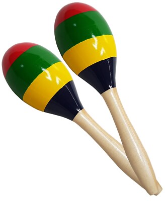 MARACAS - MUSIK SHAKER - ECHTHOLZ - HAWAII - RASSEL + 2 SCHÜTTELEIER GRATIS _M8
