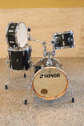 Sonor 4pc AQX Jungle Drum Kit Set Black Midnight Sparkle