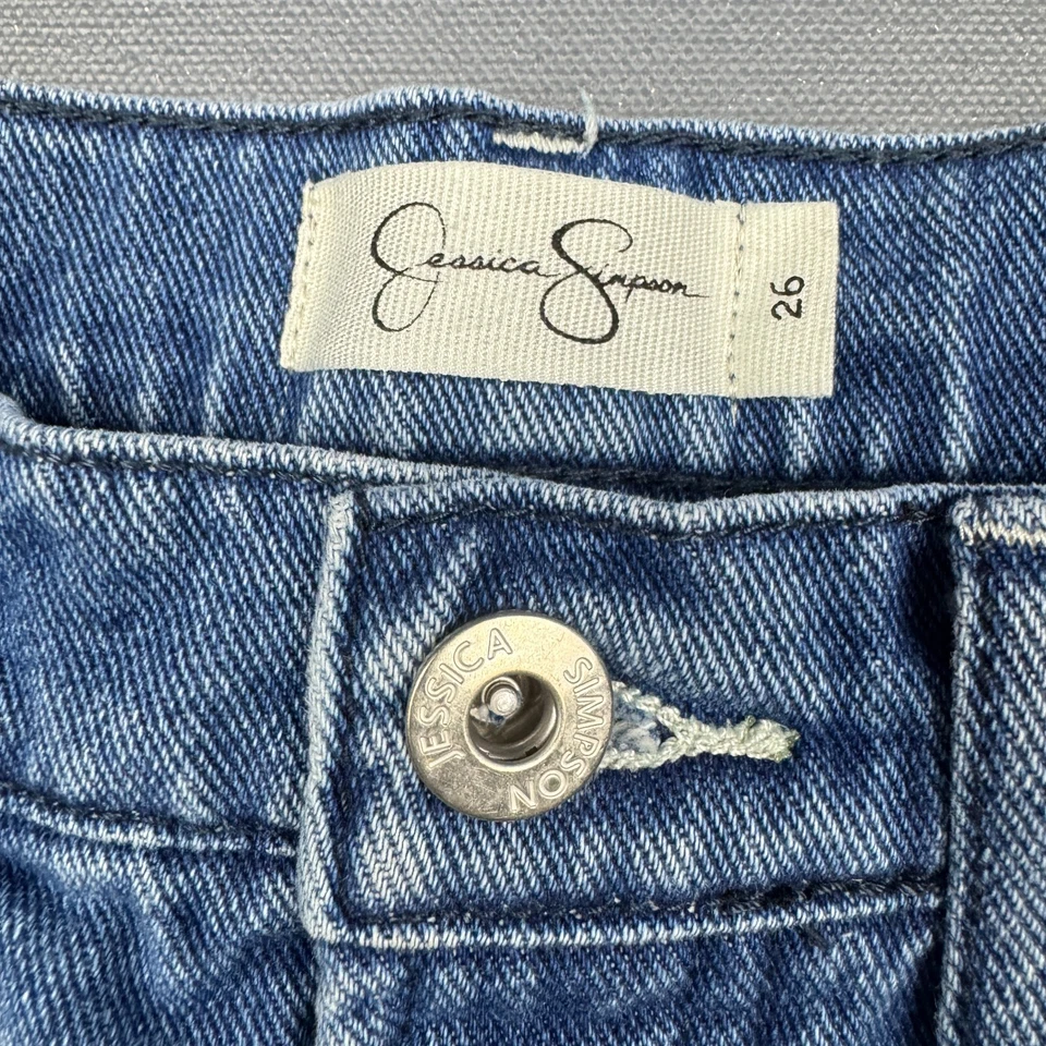 Pantalones Cortos Jessica Simpson Denim Relajados Para Mujer’s 26 Distressed Corte Botón Mosca Foto 2 de 4