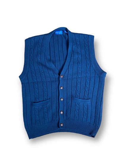 Towncraft Sweater Vest V-Neck Large Knit Blue Mens Grandpa grandma Buttons | eBay