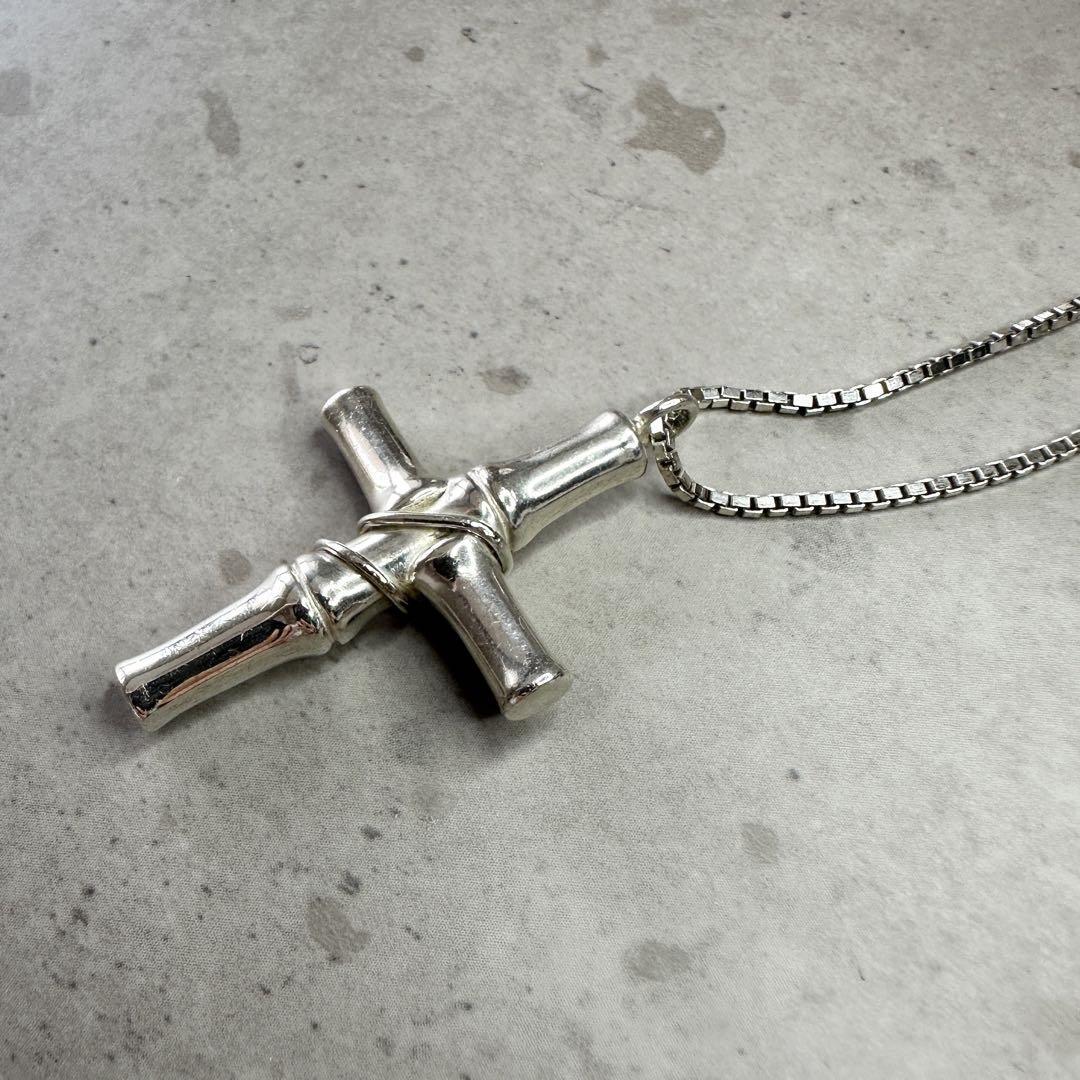 Gucci Bamboo Cross Necklace Pendant Sterling Silver 925 In Gucci Bamboo Cross Necklace Pendant Sterling Silver 925 In
