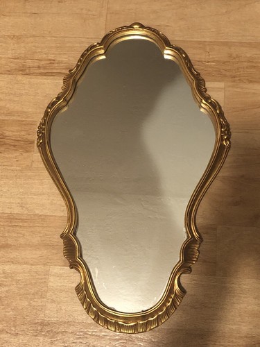 Ornate VTG Gold Framed Baroque Style Medium Size Wall Mirror (small flaw) Antiq?