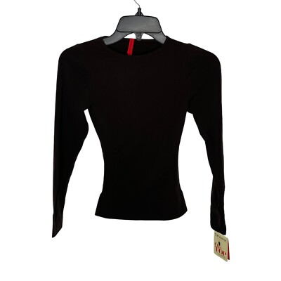 Spanx Top Womens Medium Brown Bittersweet Control Classic Long Sleeve Seamless M