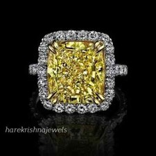 3.55CT Radiant Cut Genuine Citrine Engagement Wedding Ring 14K 2-Tone Gold Over