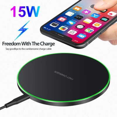15W  Fast Wireless Charger Charging Pad Mat For Apple Air pods iPhone Samsung 