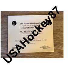 1985 Annual Hockey Banquet - THE FLAMES HOCKEY TEAM - BLUE LINE CLUB INVITE