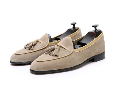 Retro Italian Style Mens Real Suede Leather Tassel Slip on  display picture 1