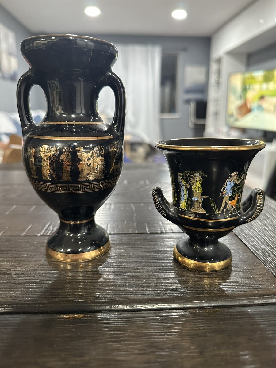 ギリシャ製 陶器 花瓶 24K希少品 hand made in creece ギリシャ製 陶器 花瓶 24K希少品 hand made in creece ST Hand Made In