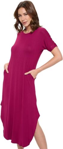 Women's Short Sleeve Maxi T-Shirt Dress, Casual Cute Loose Swing - Picture 74 of 156