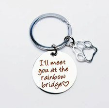 I'll Meet You At The Rainbow Bridge Keychain Honor Your Beloved Pet Cat Dog