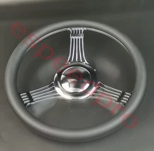 14" Steering Wheel Kit Banjo Style 9-Hole Street Hot Rod GM Horn Button Chrome