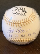 Bob Boone 78, 79, 82, 86-89 Auto Rawlings Gold Glove Award Baseball B&J COA
