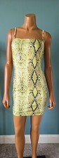 Fashion nova NWT LIME Green Snake Print Bodycon Mini Dress Size Small