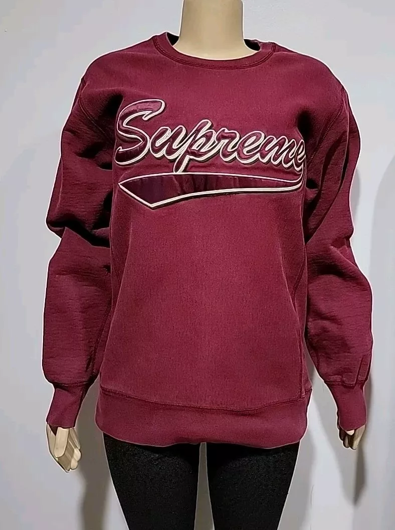 Pull sweat rouge col rond bordeaux Supreme Brush Script taille L #R1