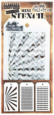 Tim Holtz Mini Layering Shifter Stencils Sun Ray, Chevron  Scallop Template Set