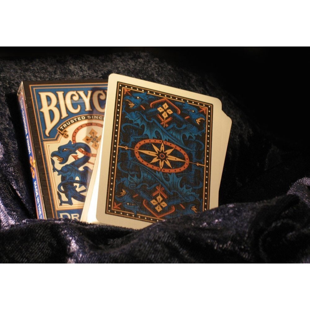 Bicycle Vintage DRAGON BACK BLUE Playing Cards Mirror Design