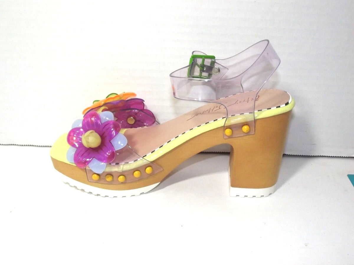 Betsey Johnson Floryn Purple Block Heel Wooden Platform Womens 5.5 Flor02S5