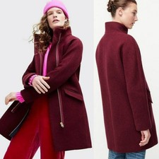 J Crew Burgundy Red Wool Cocoon Coat Stadium Cloth Nello Gori Italian Womens 8