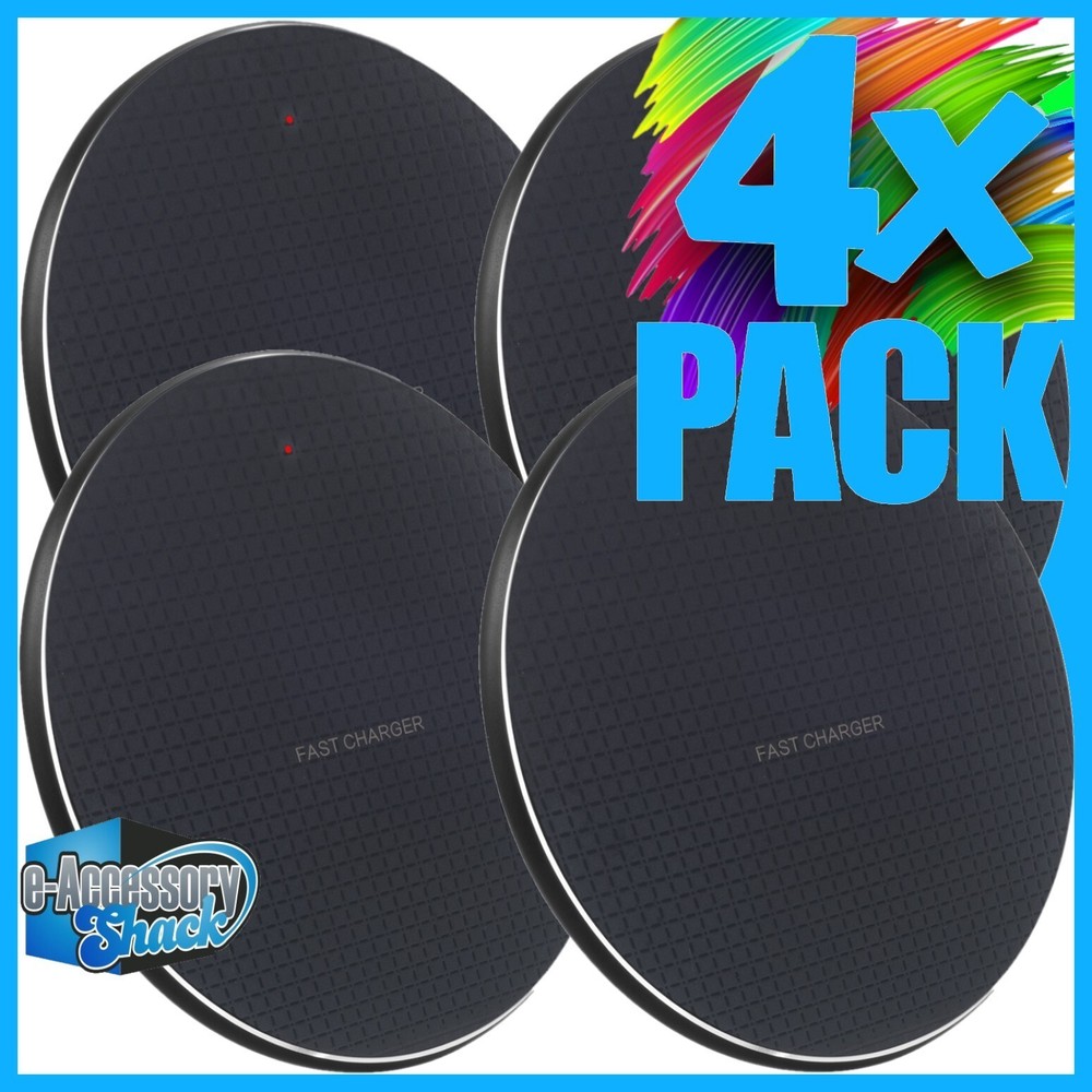 4-Pack Wireless Fast Charger Pad Dock Stand for Samsung iPhone Android Devices