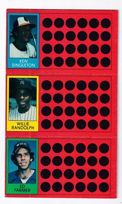 Singleton-Randolph-Farmer 1981 Topps MLB Scratch Off Panel Card# 54-28-17 B