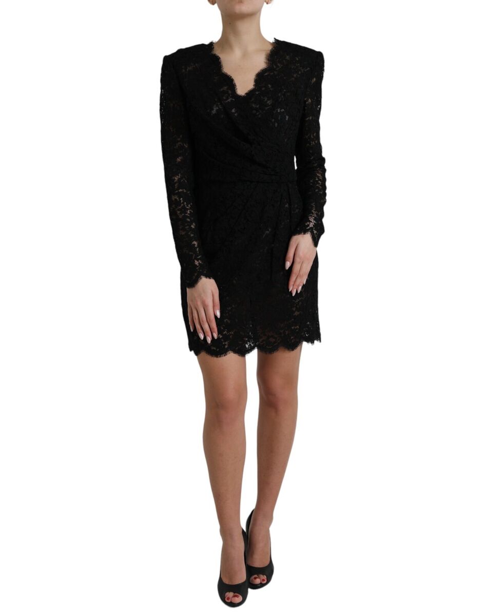 ワンピース DOLCE & GABBANA BLACK COTTON DRESS DOLCE & GABBANA Dress Black Bodycon Lace Cotton Sheath Mini