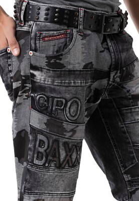 Cipo & Baxx FUSE Mens Jeans Denim Straight Cut camouflage CD859