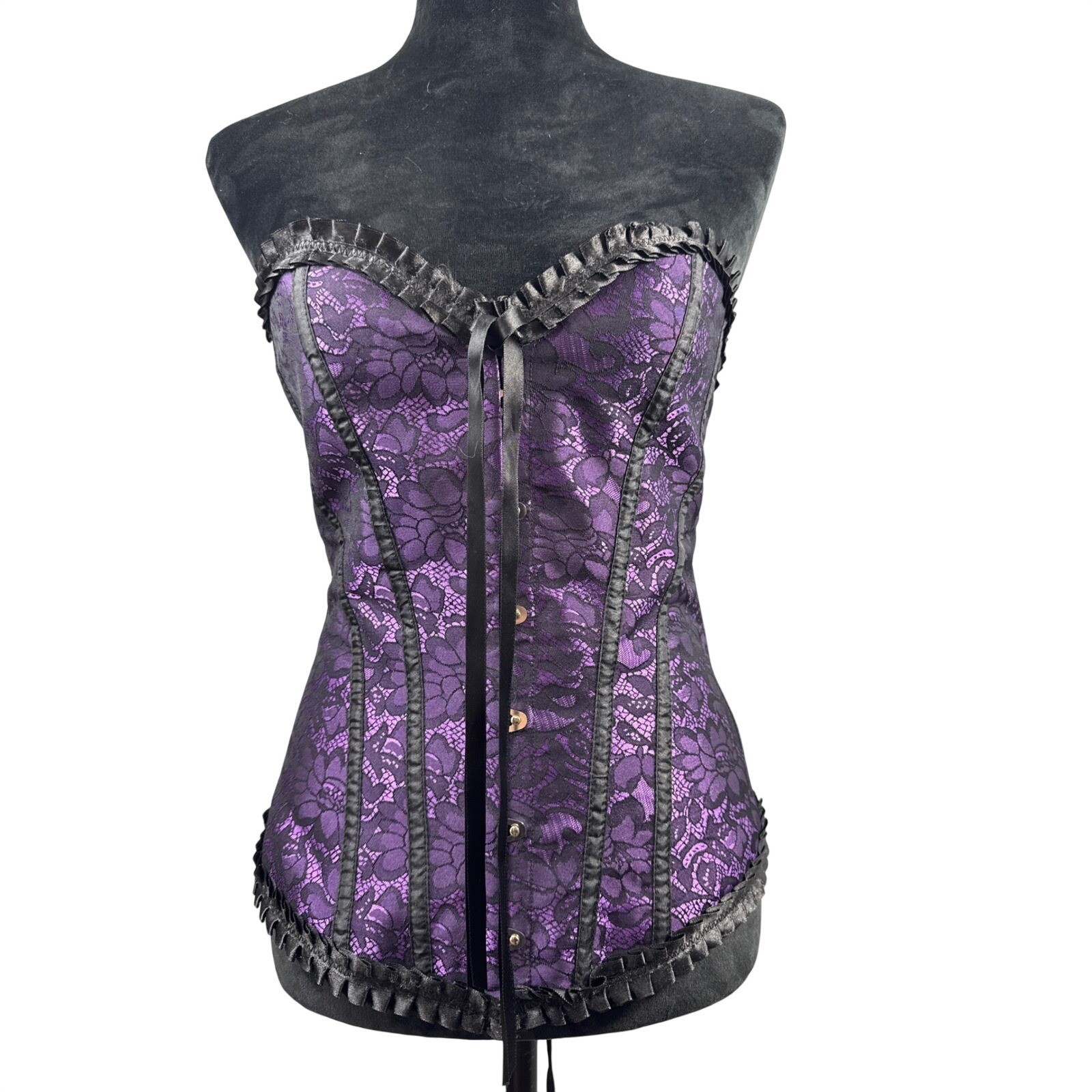 Corsé de encaje floral Top Mujer Medio Púrpura Excelente gótico Steampunk Closplay