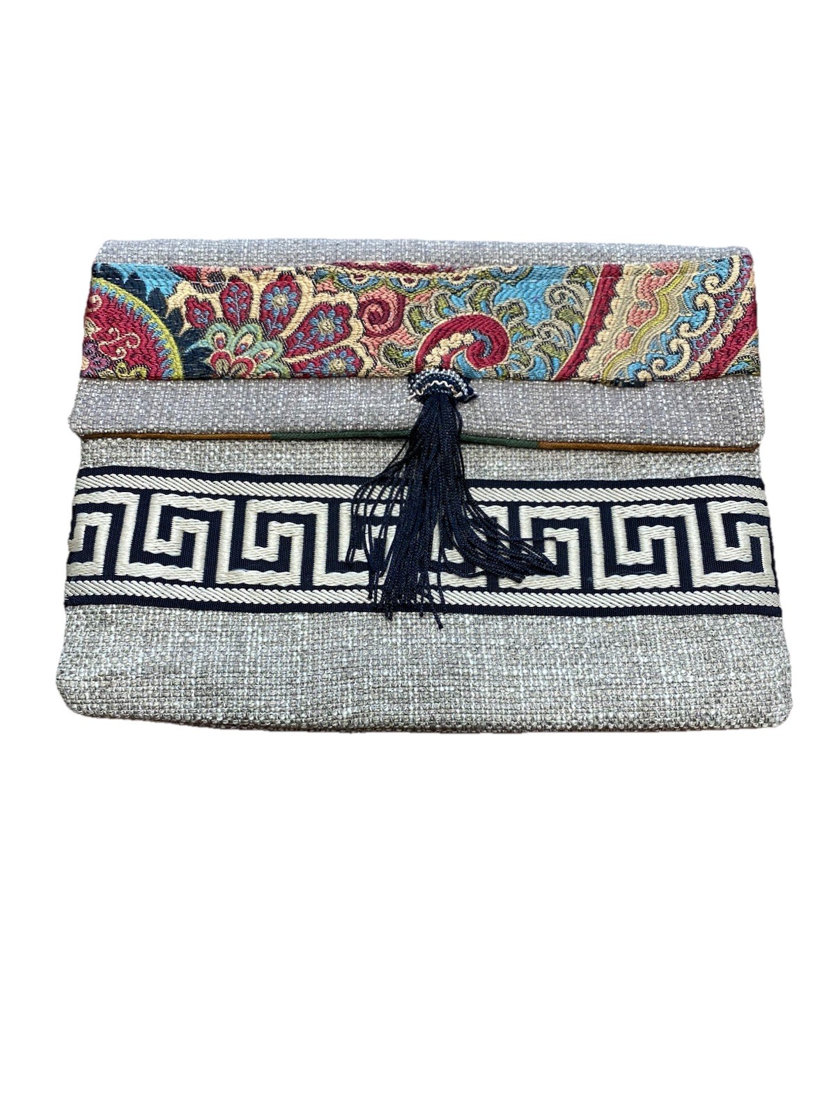 Ethenic Multicolored Patchwork Cloth Fold Over Cl… - image 1