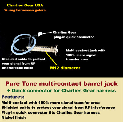 Pure Tone Barrel Jack fits Charlies Gear Wiring Harness with Quick-Connect Jack