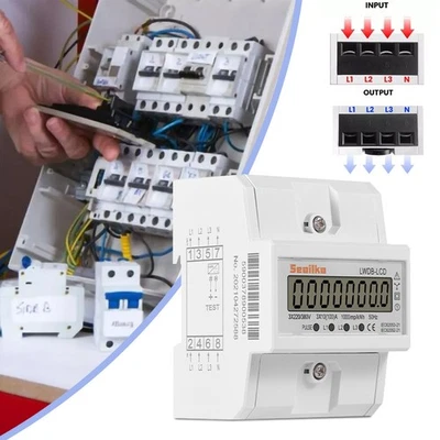 Stromzähler LCD Drehstromzähler Kalibriert 3-Phasen Für DIN Hutschiene 4 Draht - Bild 1 von 4