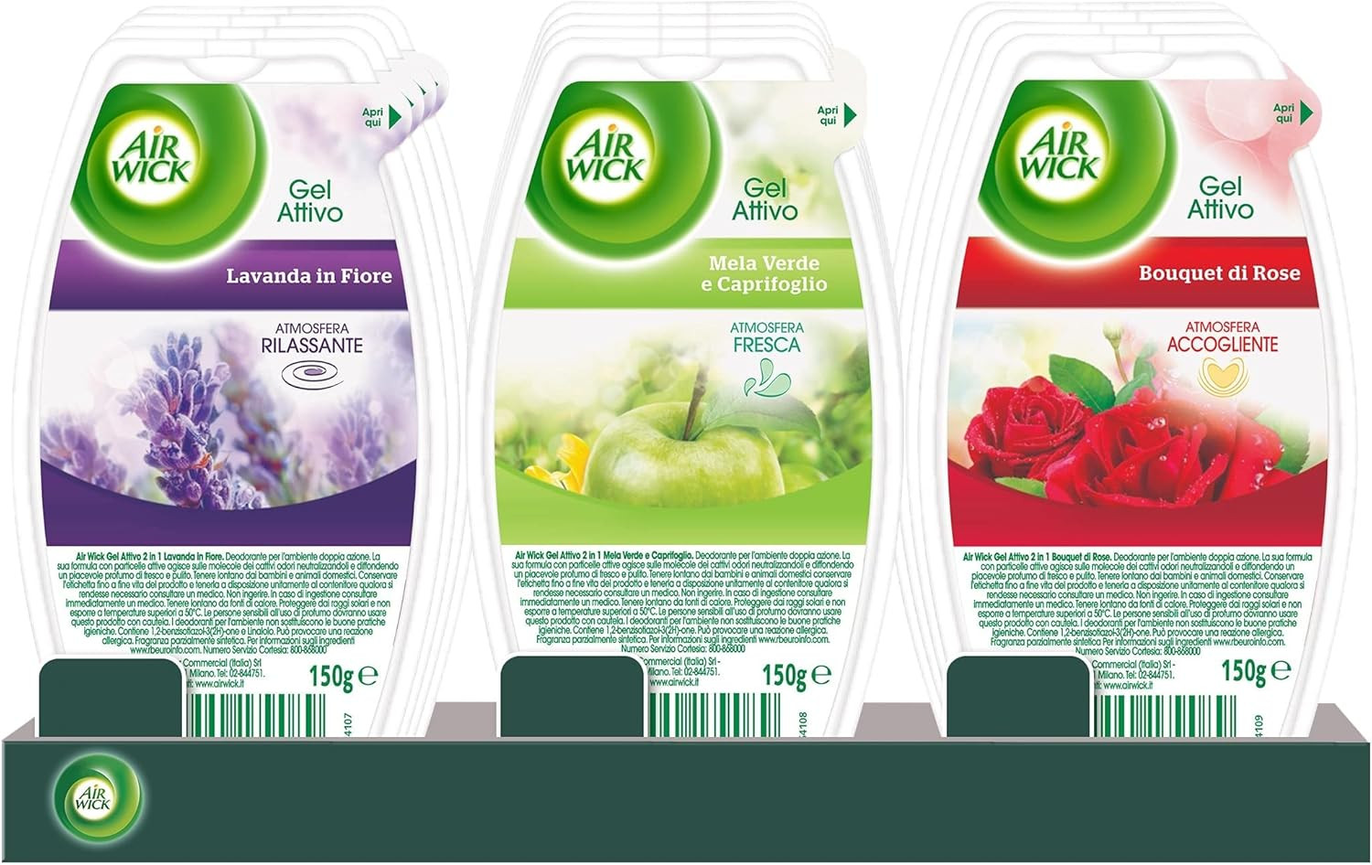 Air Wick Deodorante Ambiente, Assorbiodori, Deodorante, Gel Attivo, 12 Deodorant